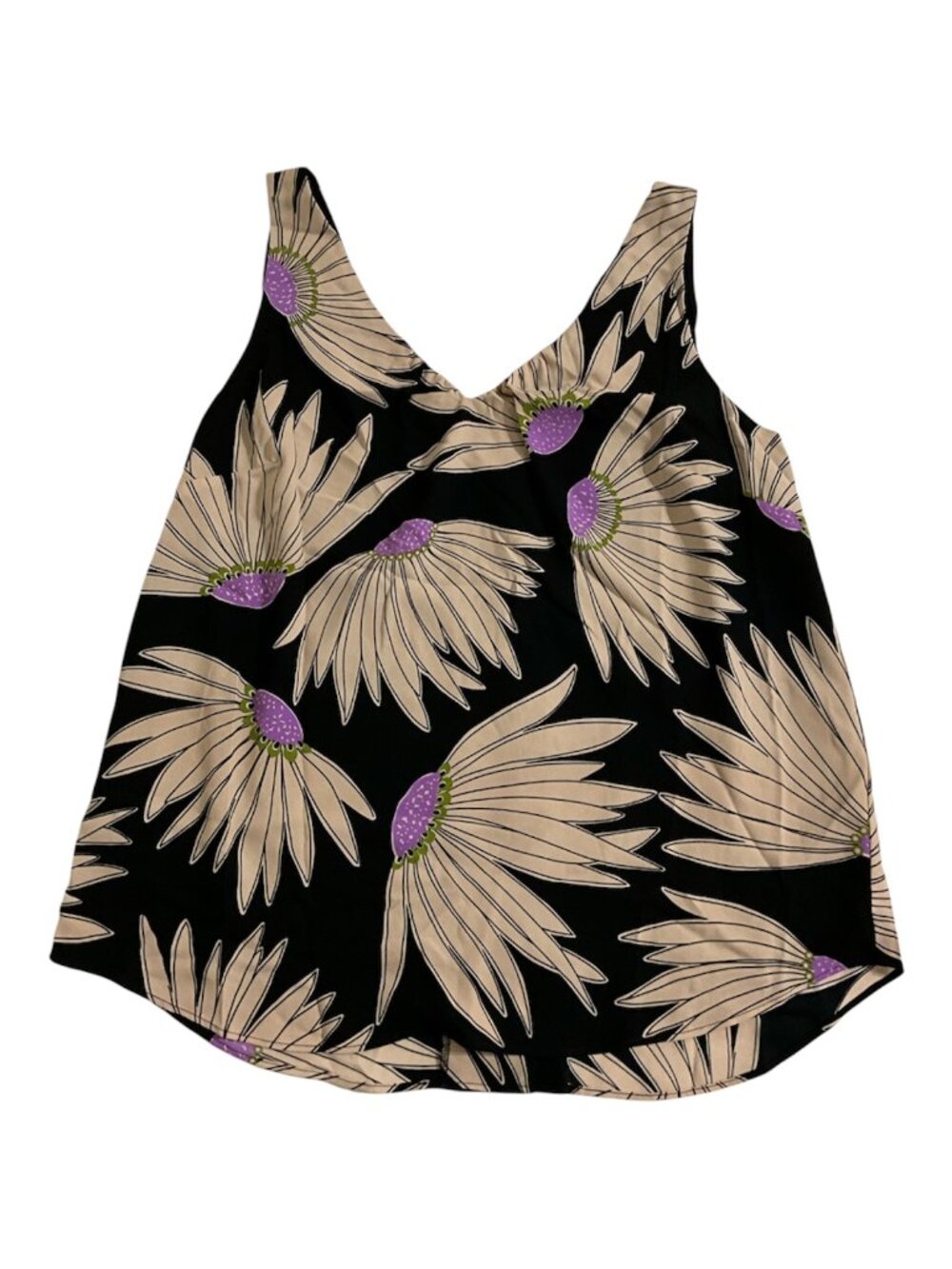 Kate Spade Falling Flower Sleeveless Top Black Women’s L NWT $198 MSRP